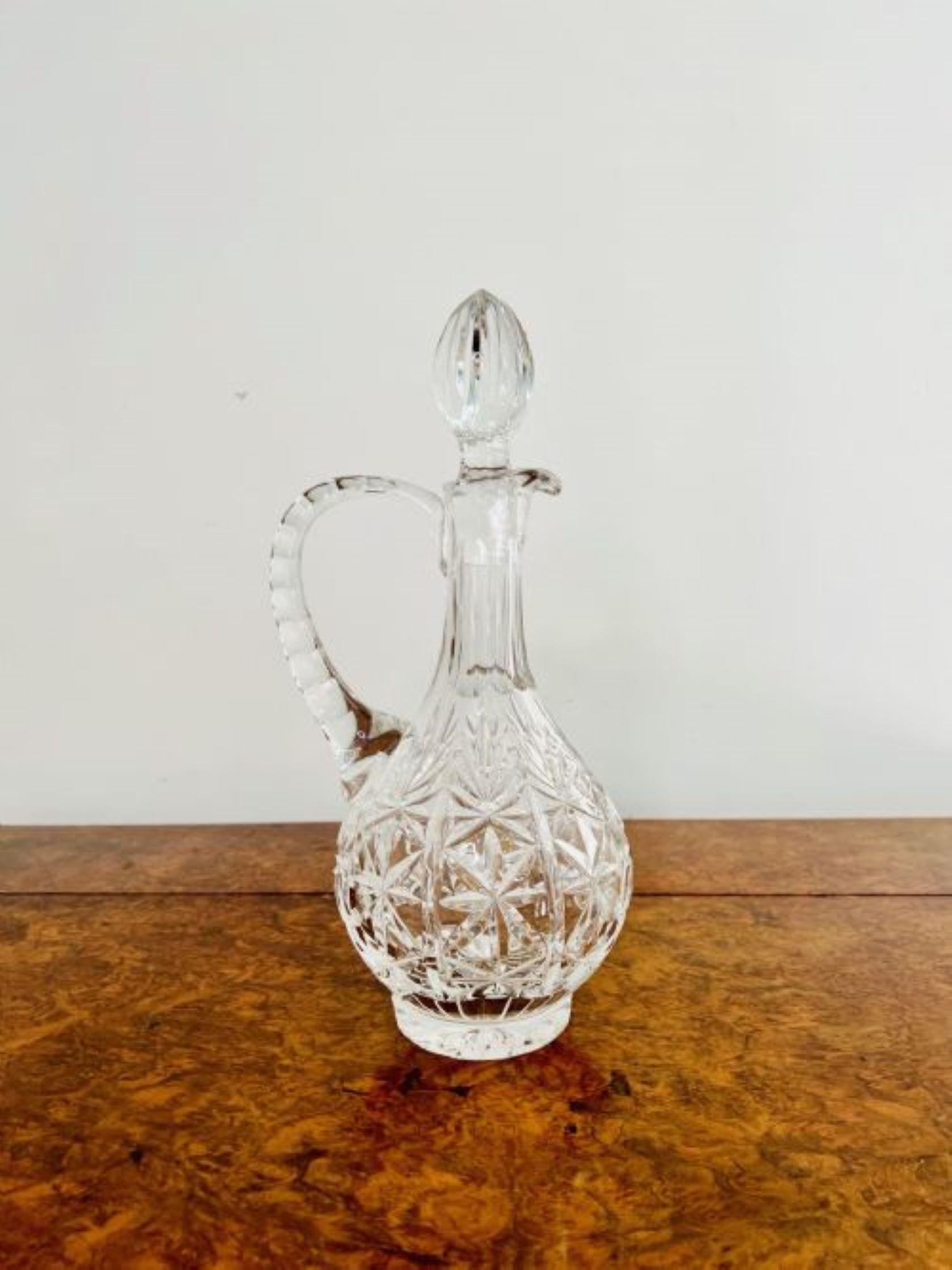 Stunning quality antique Edwardian cut glass ewer In Good Condition For Sale In Ipswich, GB