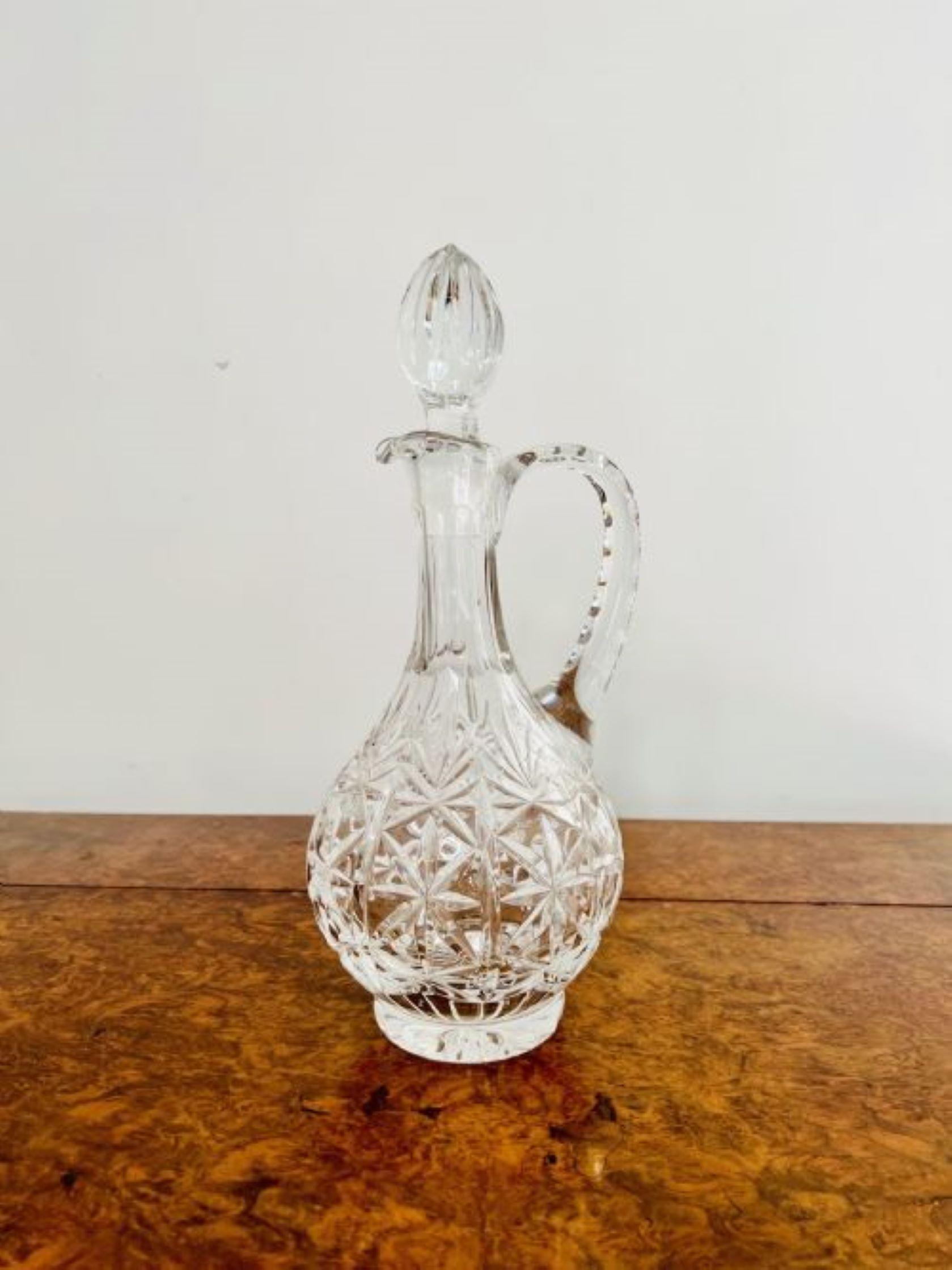 Glass Stunning quality antique Edwardian cut glass ewer For Sale
