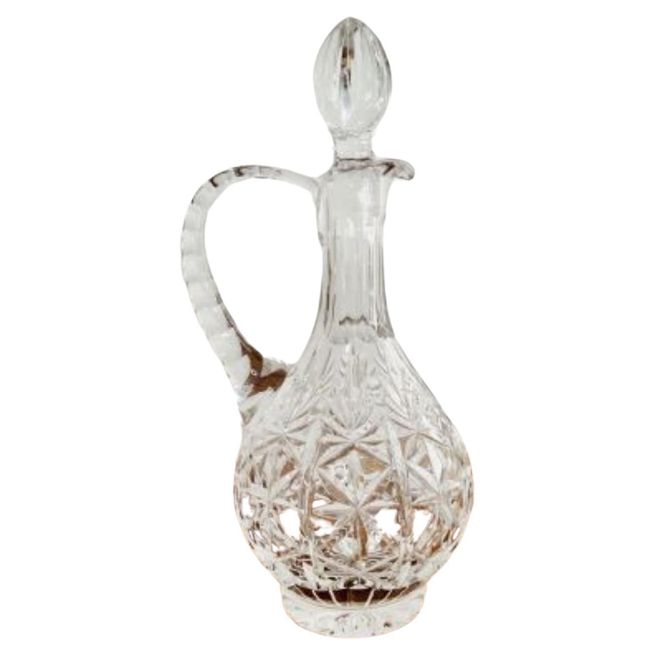 Stunning quality antique Edwardian cut glass ewer For Sale