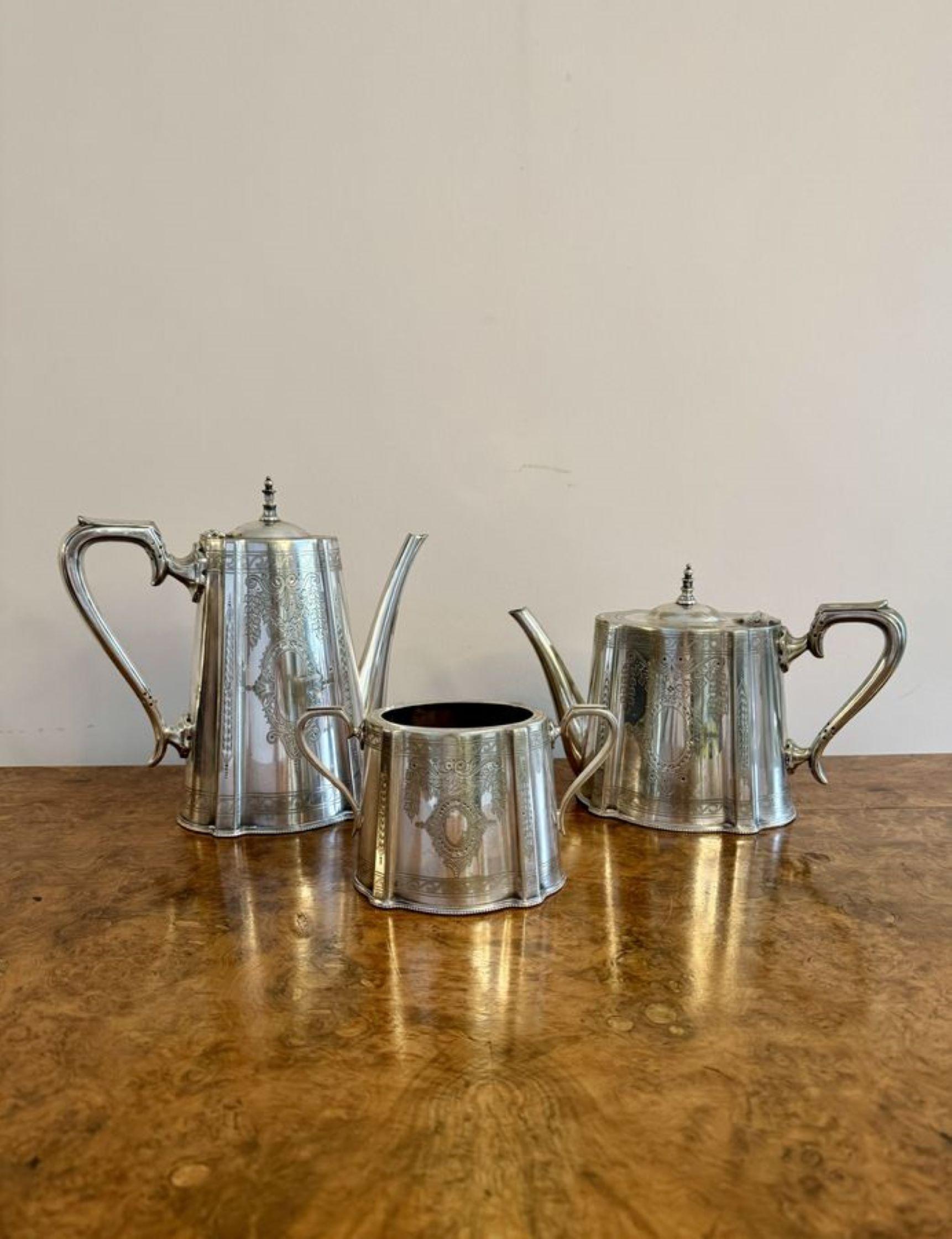 Stunning quality antique Edwardian four piece tea set by Walker and Hall  For Sale 1