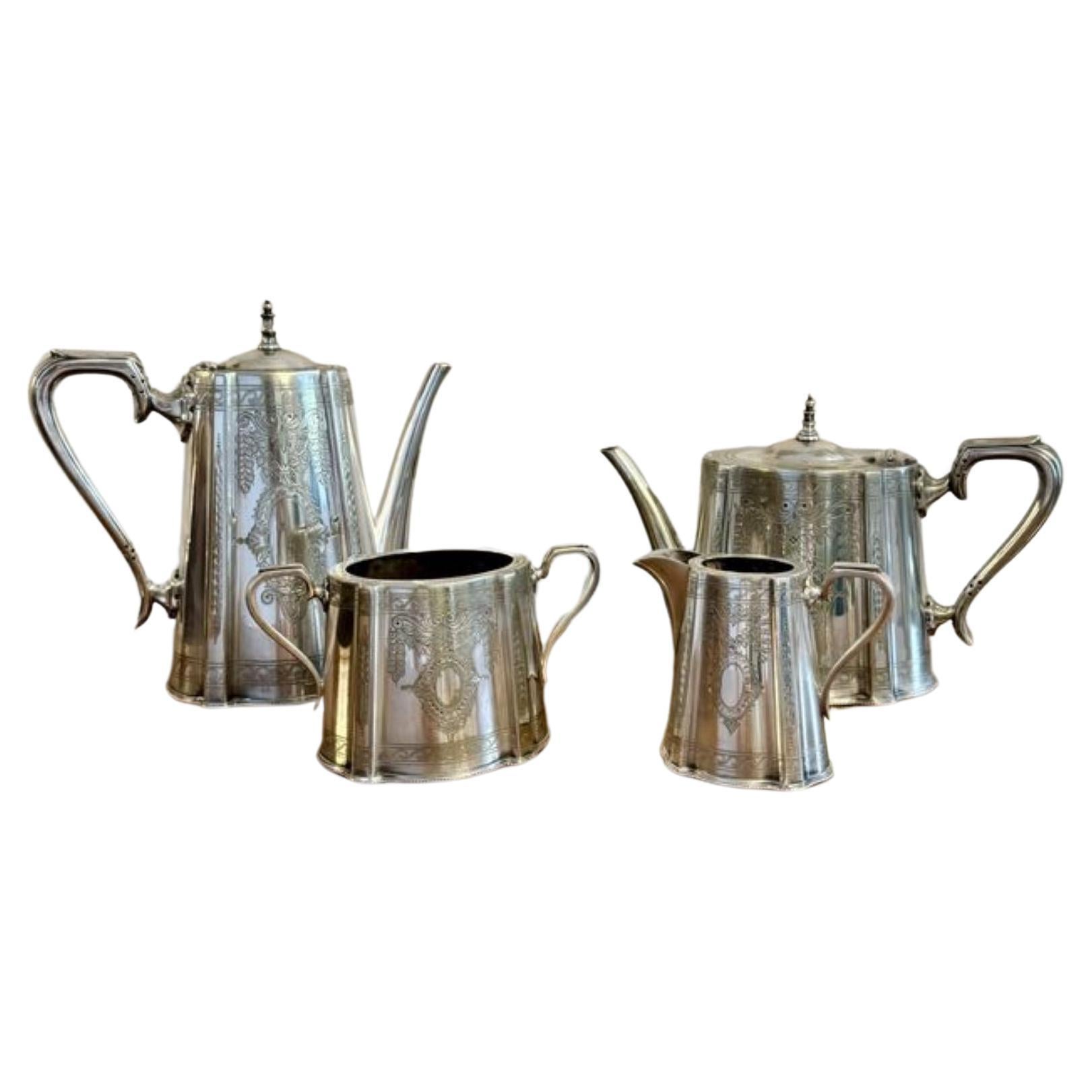 Stunning quality antique Edwardian four piece tea set by Walker and Hall 
