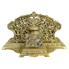 Stunning quality antique Edwardian ornate brass desk set