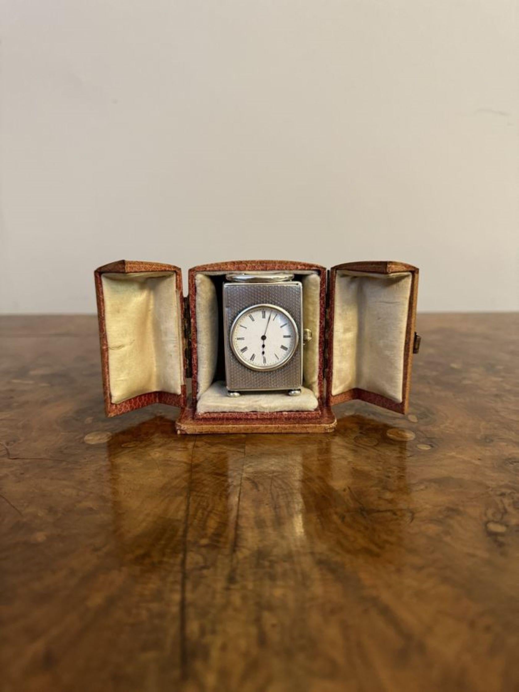 Orologio da carrozza in miniatura di qualità antica in argento edoardiano con marchio di fabbrica in vendita 6