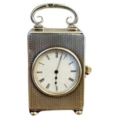 Stunning quality antique Edwardian silver hallmarked miniature carriage clock
