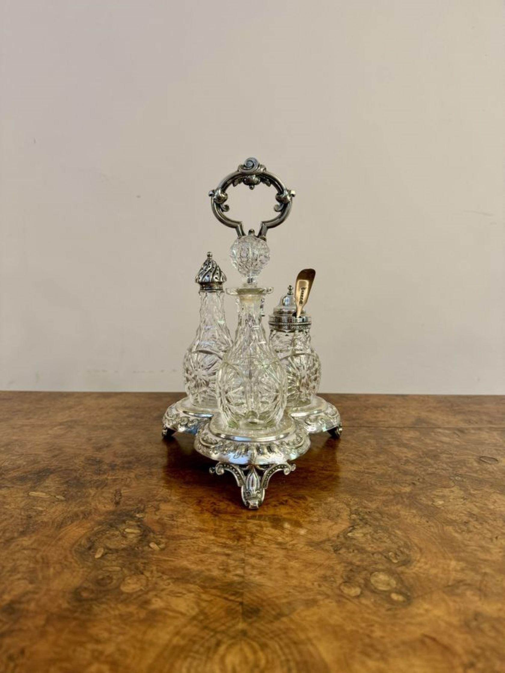 Atemberaubendes antikes edwardianisches versilbertes cruet-Set in Qualität (Edwardian) im Angebot