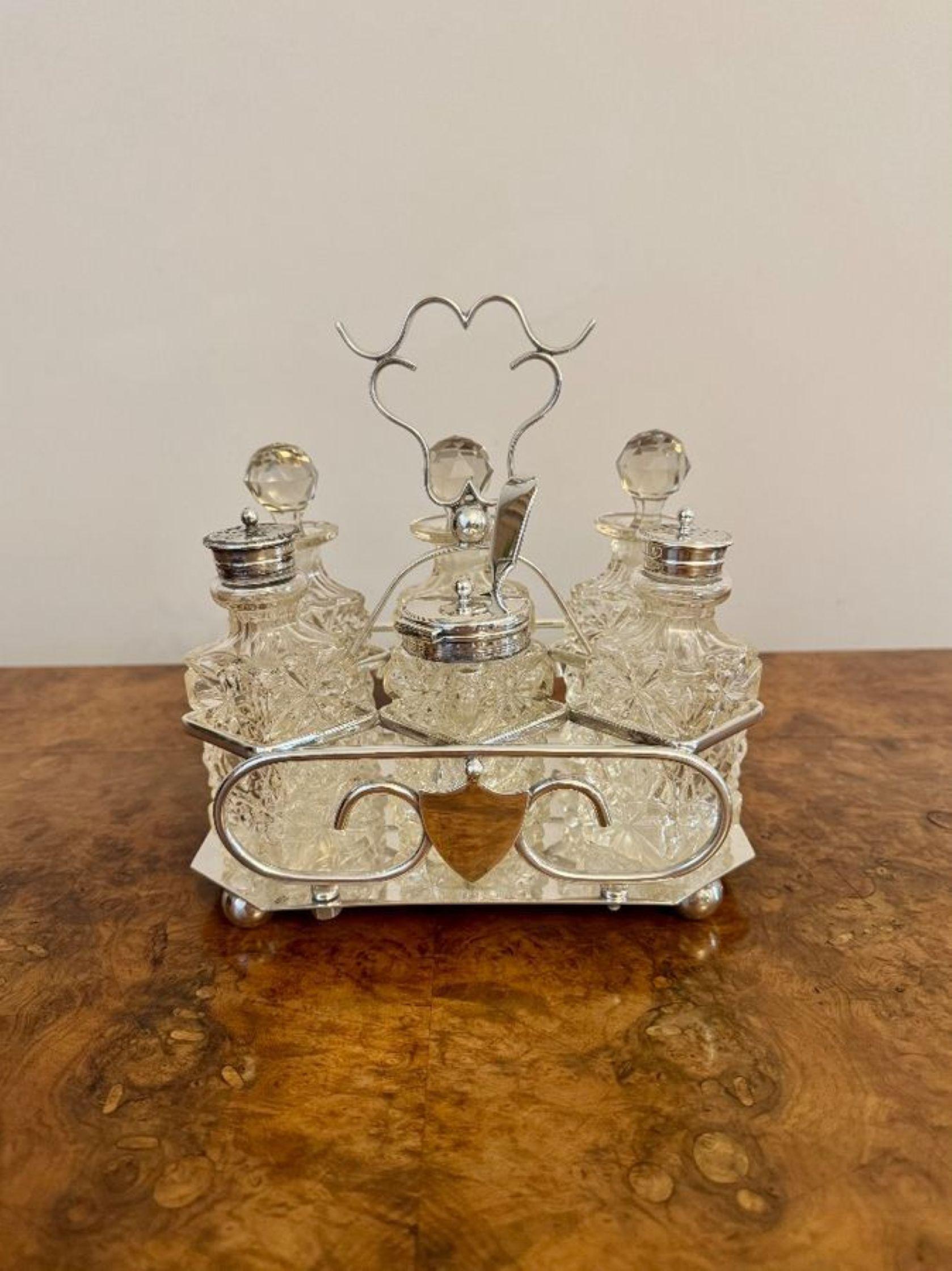 Atemberaubendes antikes edwardianisches versilbertes cruet-Set in Qualität im Zustand „Gut“ im Angebot in Ipswich, GB