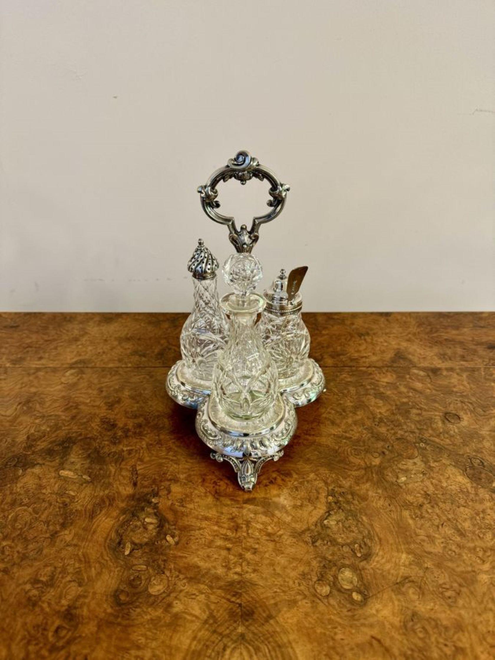 Atemberaubendes antikes edwardianisches versilbertes cruet-Set in Qualität (20. Jahrhundert) im Angebot