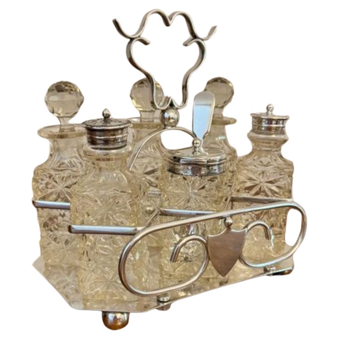 Atemberaubendes antikes edwardianisches versilbertes cruet-Set in Qualität im Angebot