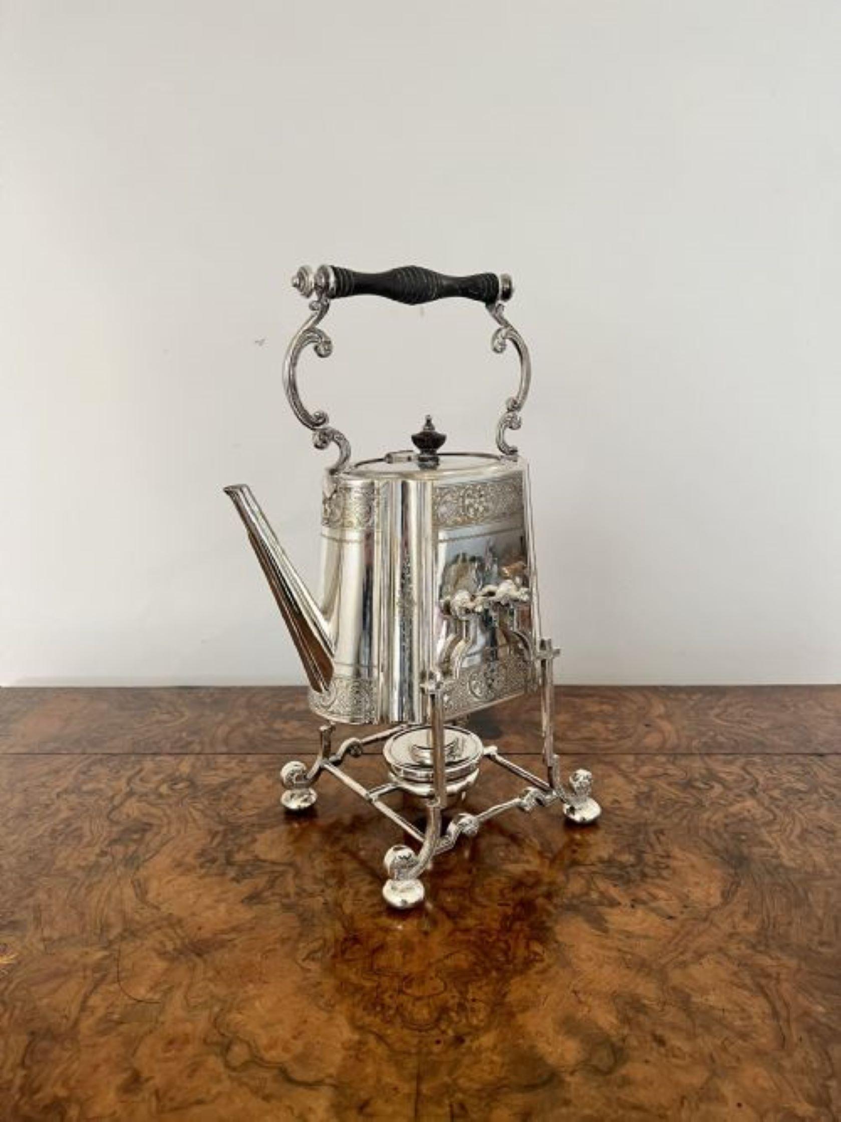 Stunning quality antique Edwardian silver plated spirit kettle on a stand  For Sale 1