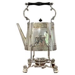 Stunning quality antique Edwardian silver plated spirit kettle on a stand 