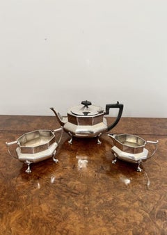 Stunning quality antique Edwardian silver plated three piece tea set