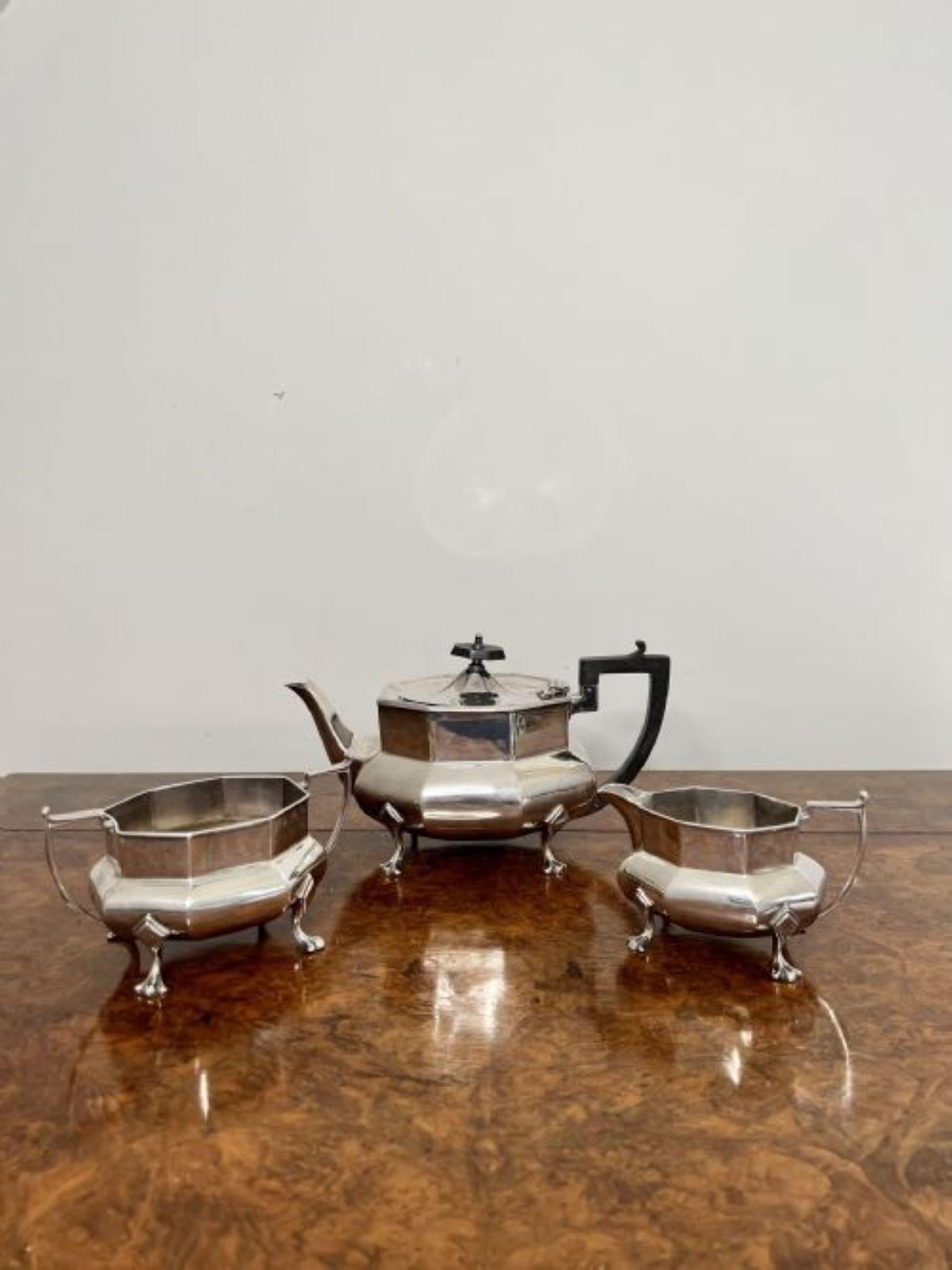 20th Century Stunning quality antique Edwardian silver plated three piece tea set  For Sale