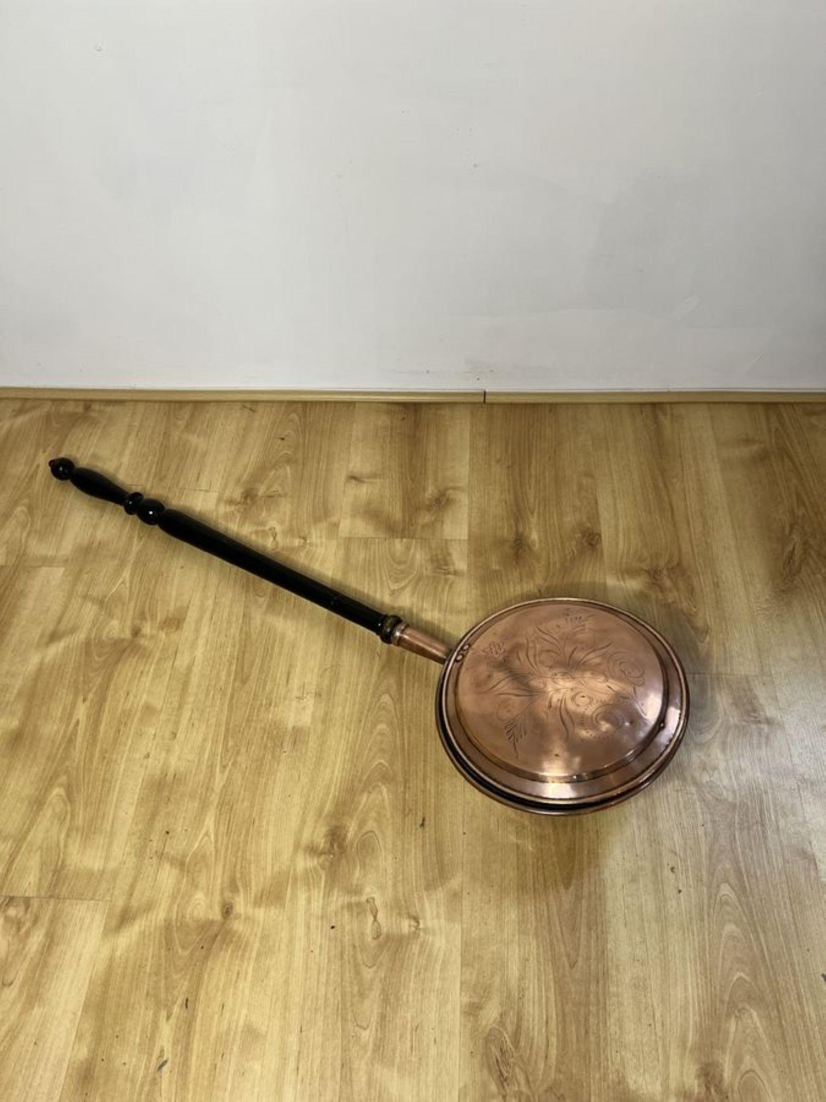 19th Century Stunning quality antique George III copper warming pan  For Sale