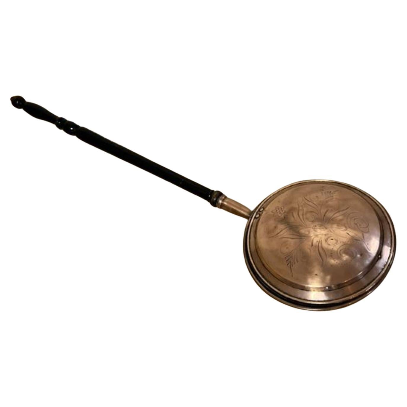 Stunning quality antique George III copper warming pan 