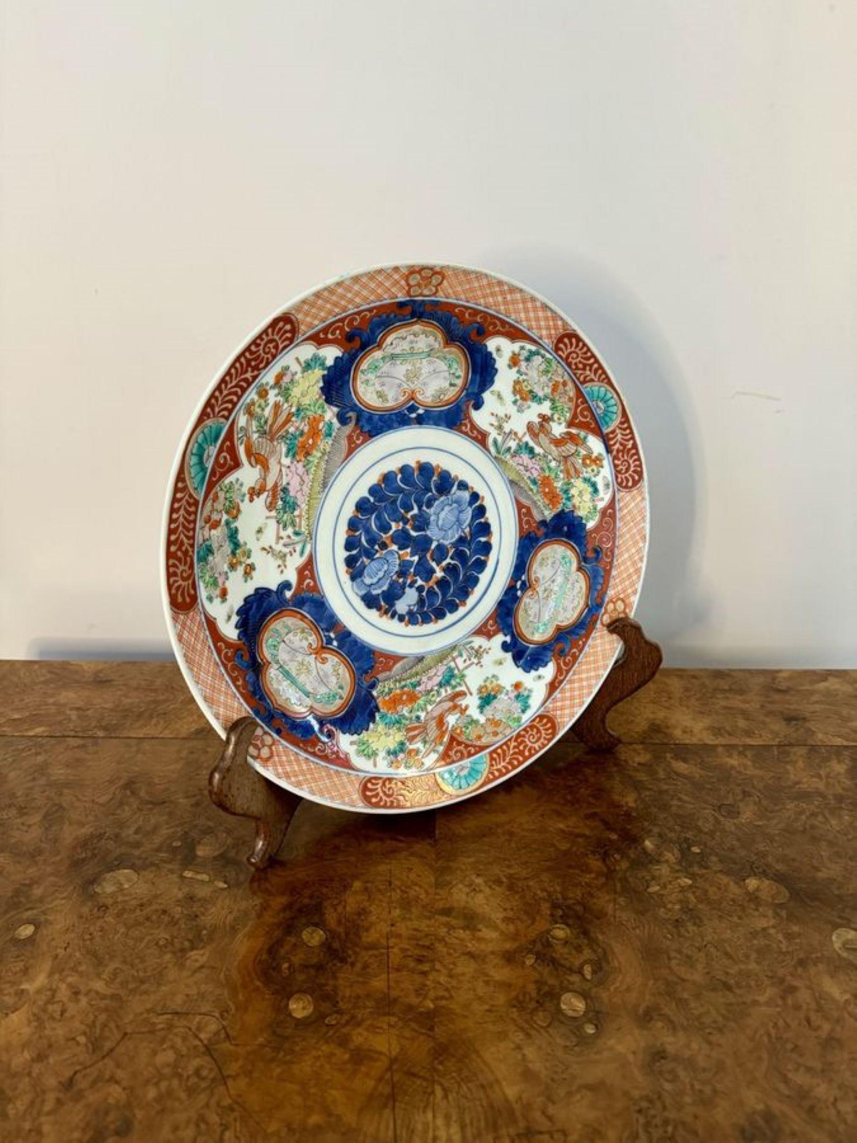 Ceramic Stunning quality antique Japanese imari porcelain large plate  For Sale