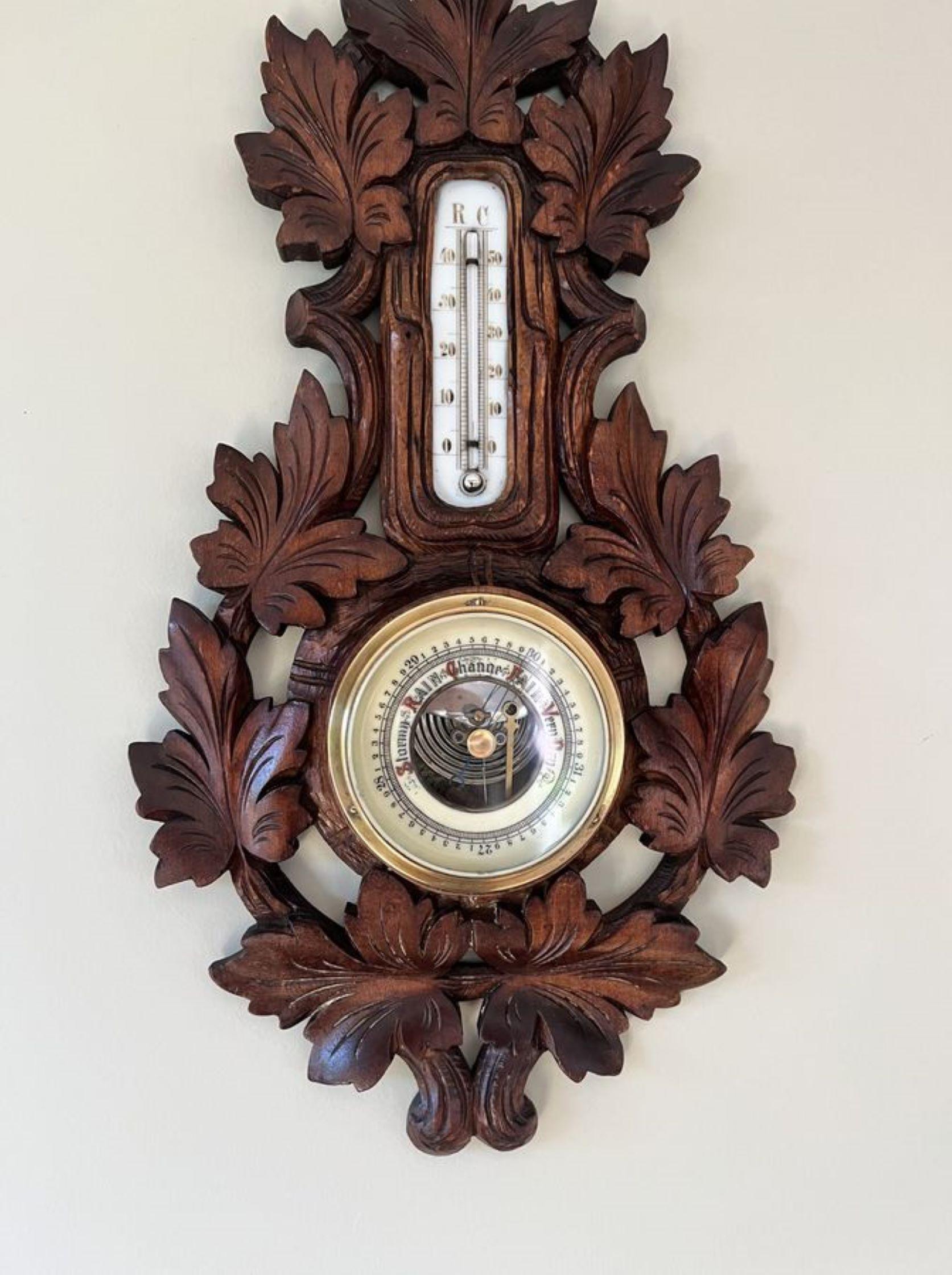 Stunning quality antique Victorian Black Forest aneroid barometer  For Sale 1