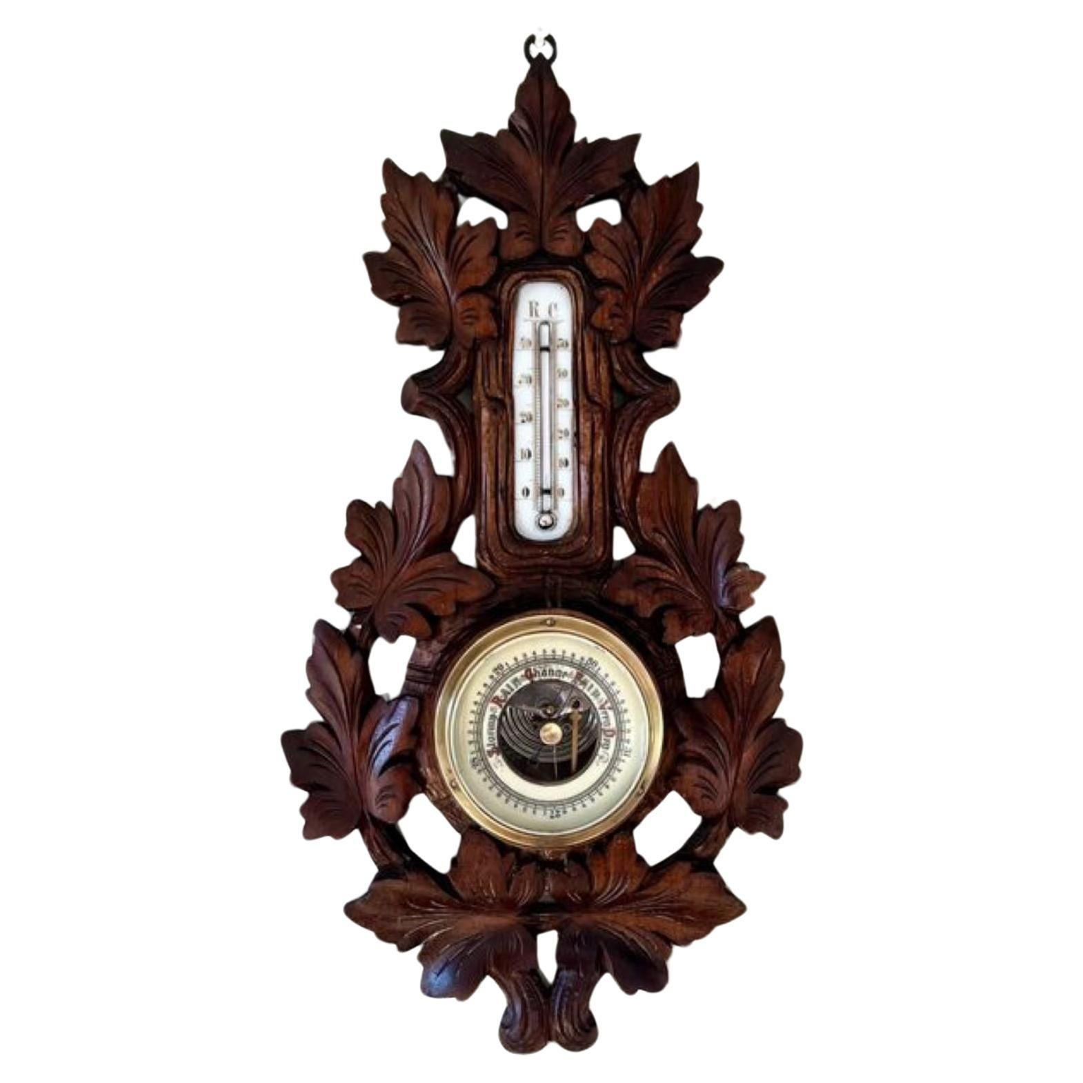 Stunning quality antique Victorian Black Forest aneroid barometer  For Sale