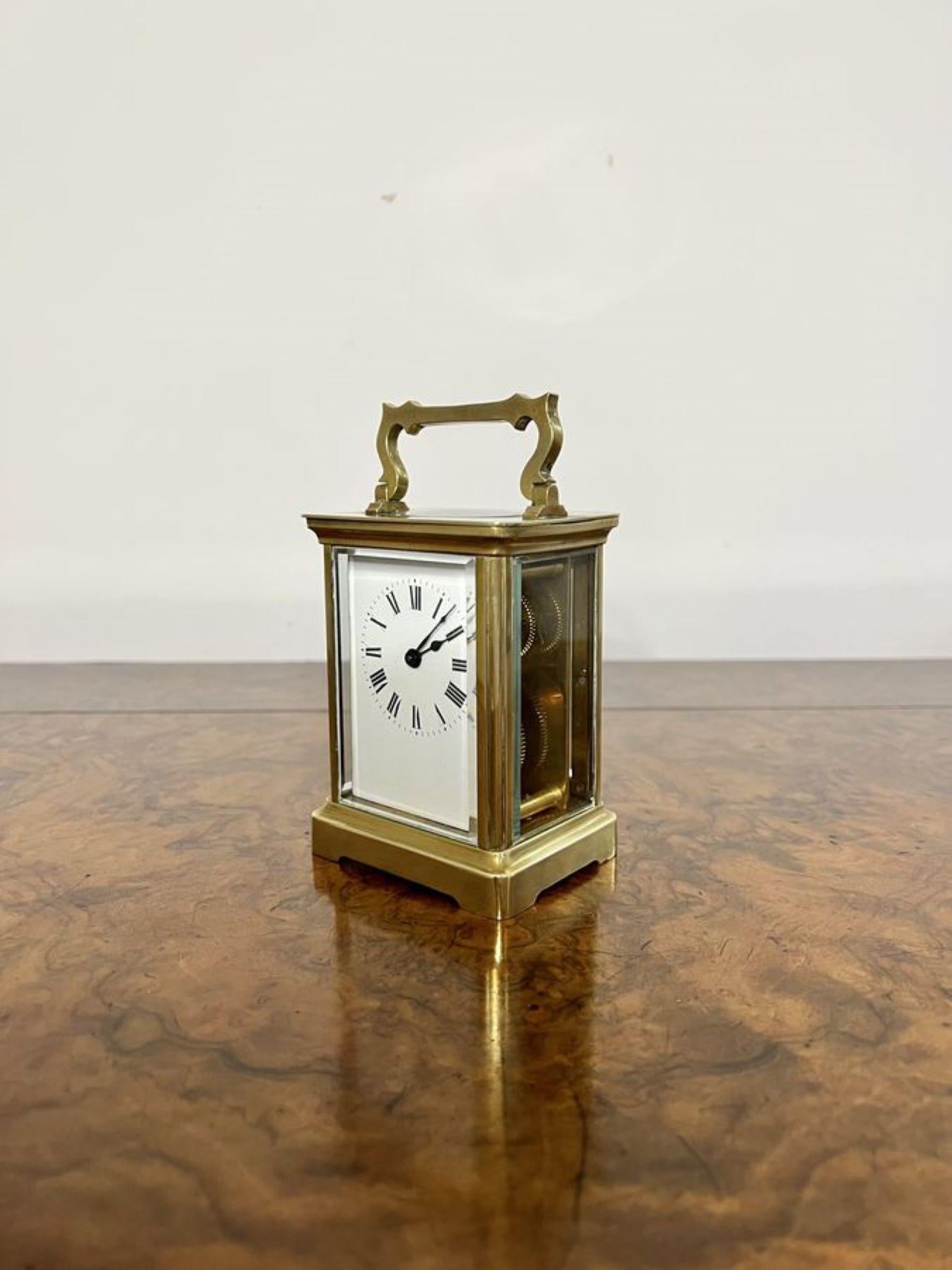 Stunning quality antique Victorian brass carriage clock  In Good Condition For Sale In Ipswich, GB