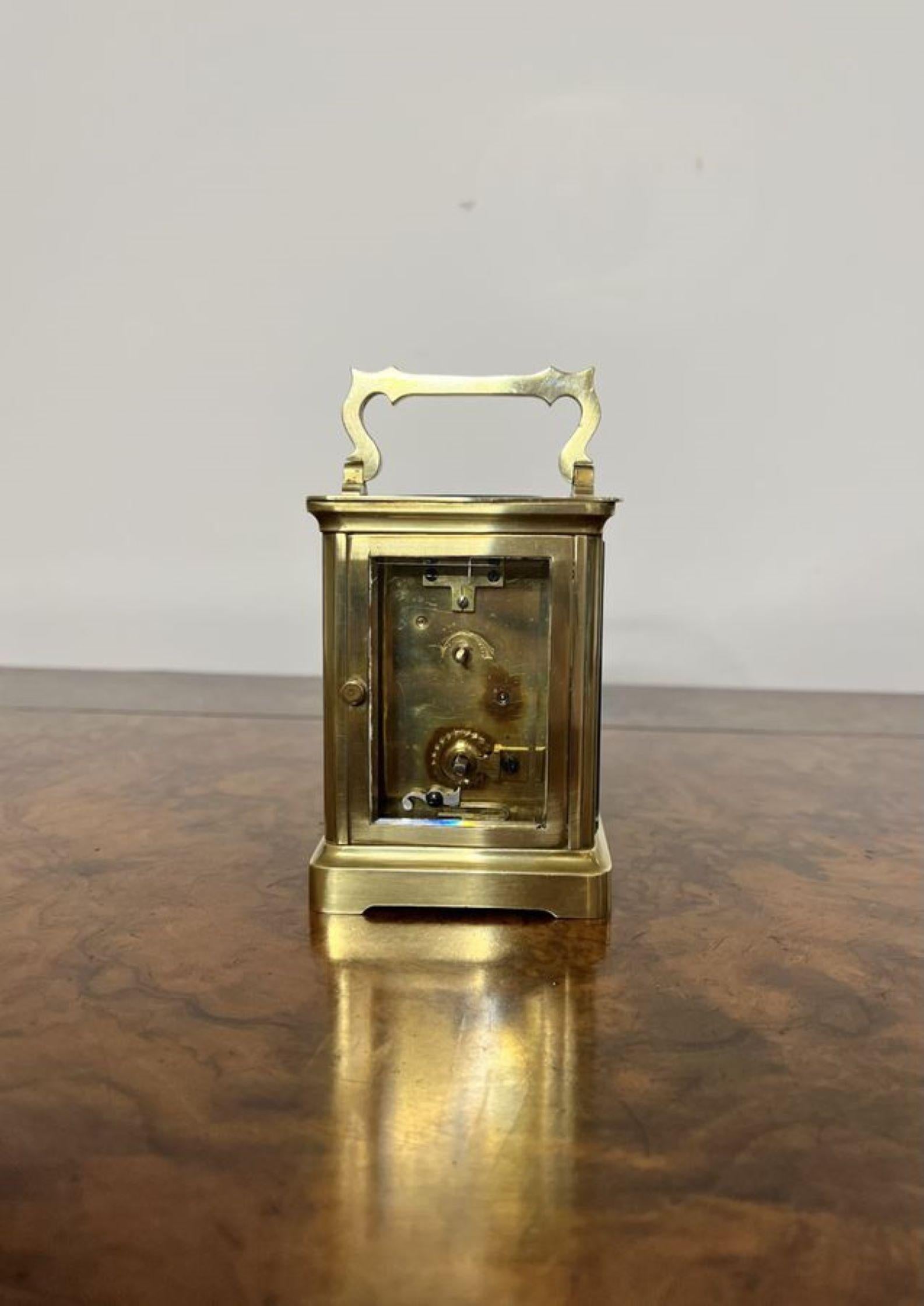 Brass Stunning quality antique Victorian brass carriage clock  For Sale