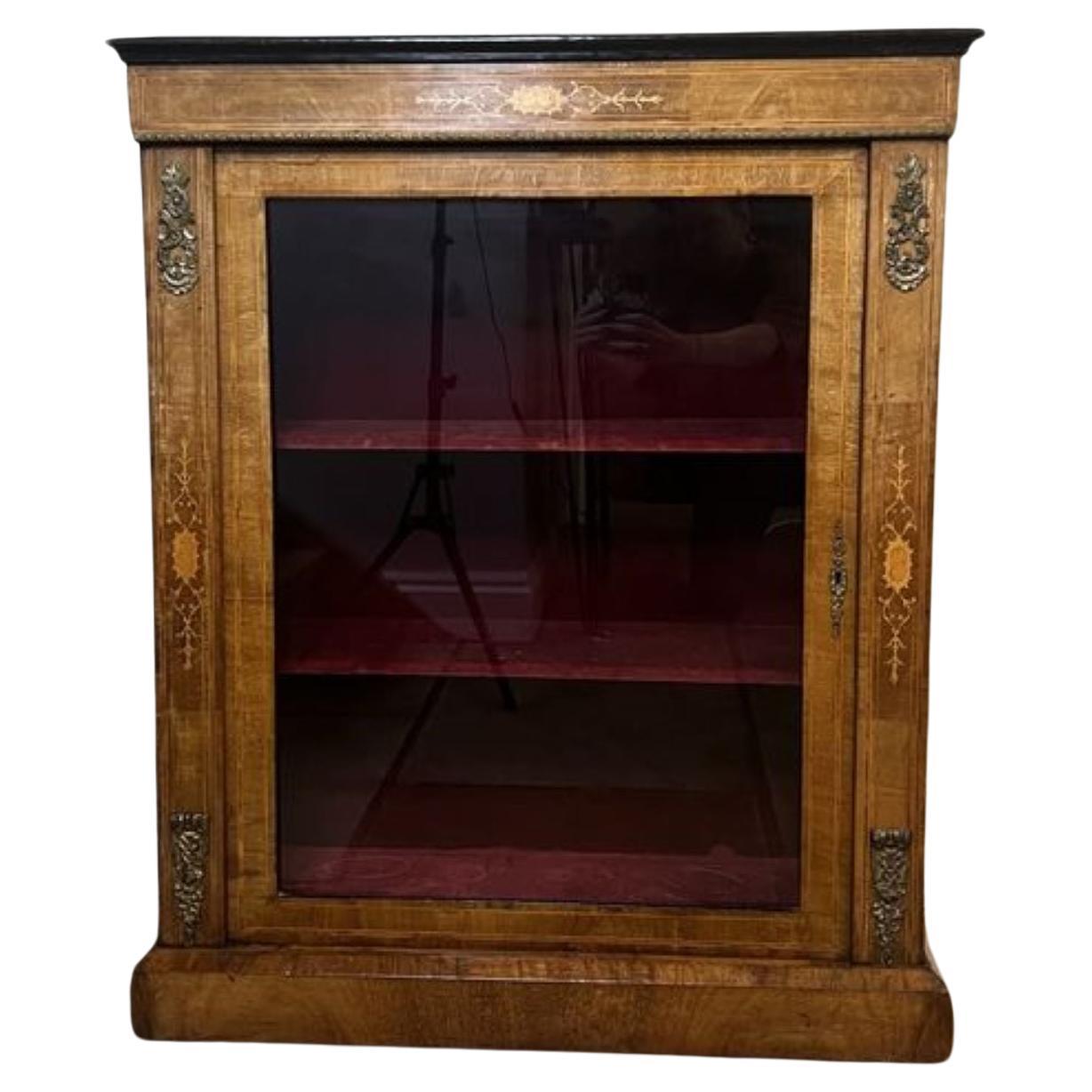 Stunning quality antique Victorian burr walnut inlaid pier cabinet 