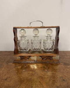 Stunning quality antique Victorian carved oak tantalus