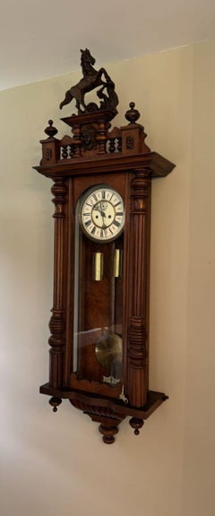 Stunning quality antique Victorian carved walnut Vienna wall clock