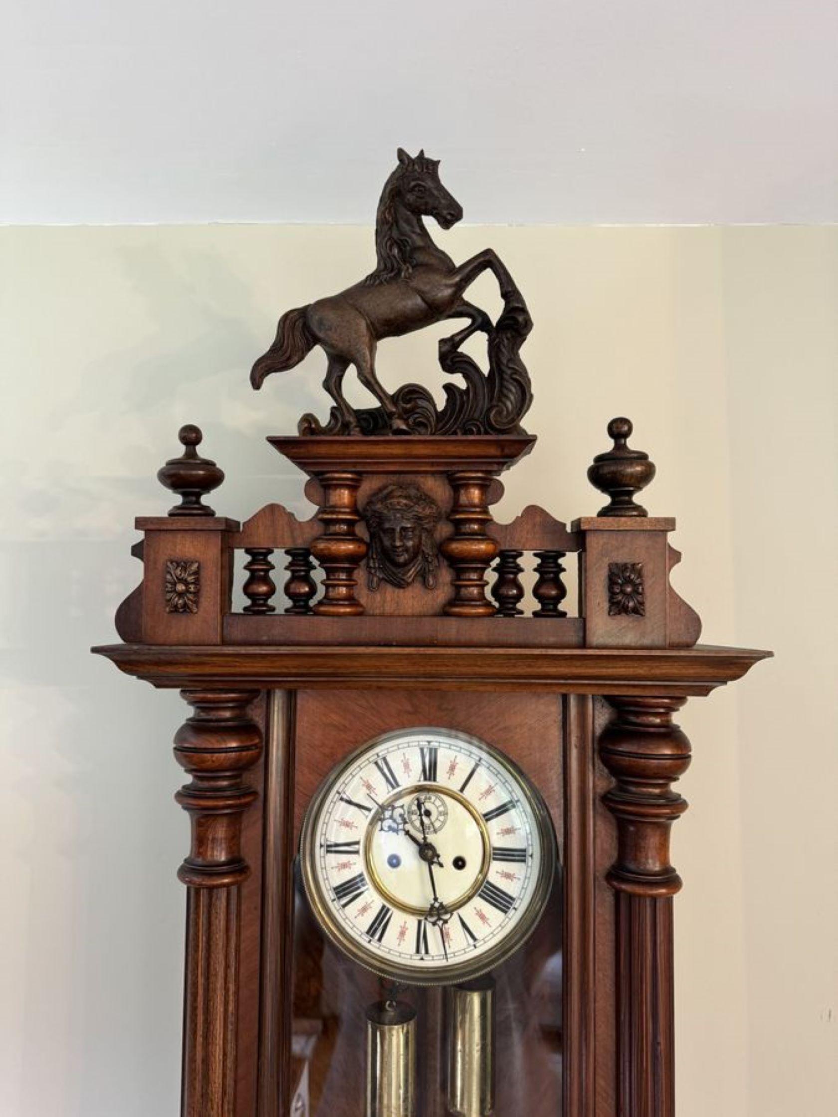 19th Century Stunning quality antique Victorian carved walnut Vienna wall clock  For Sale