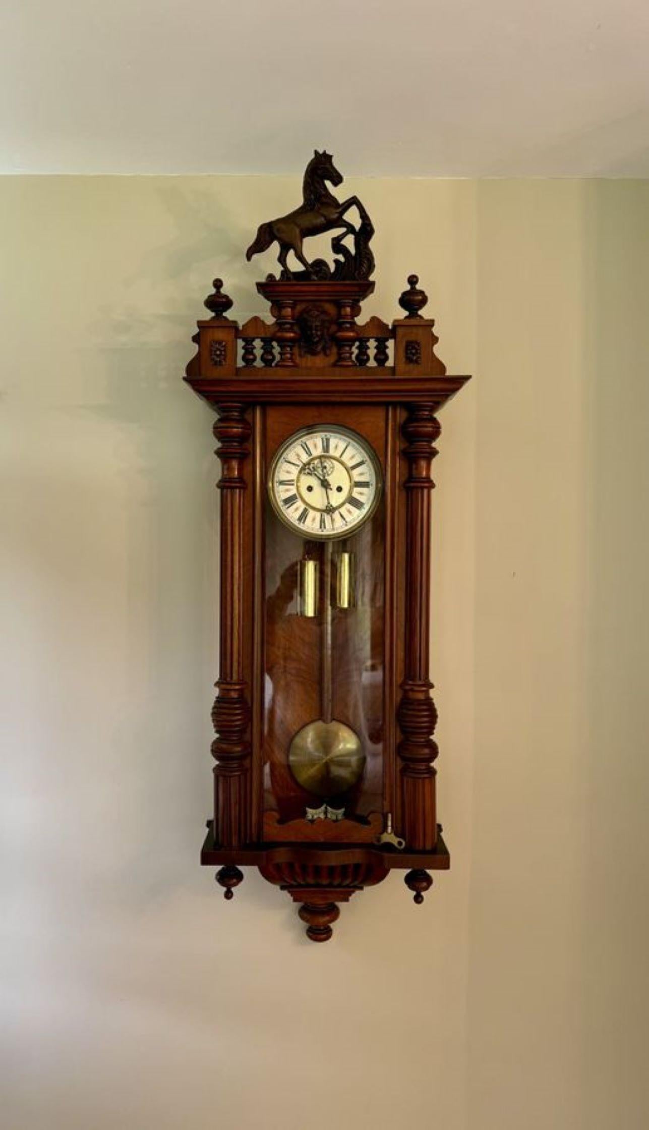 Stunning quality antique Victorian carved walnut Vienna wall clock  For Sale 3