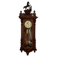 Stunning quality antique Victorian carved walnut Vienna wall clock 