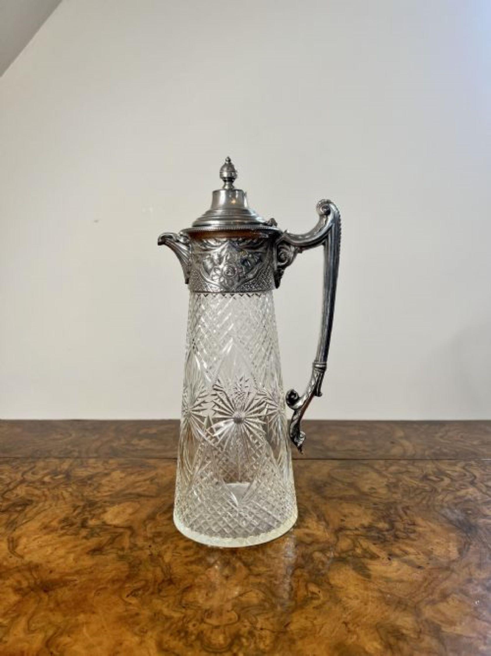 Glass Stunning quality antique Victorian claret jug  For Sale
