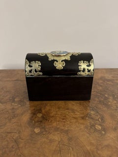 Stunning quality antique Victorian coromandel and brass mounted stationary box
