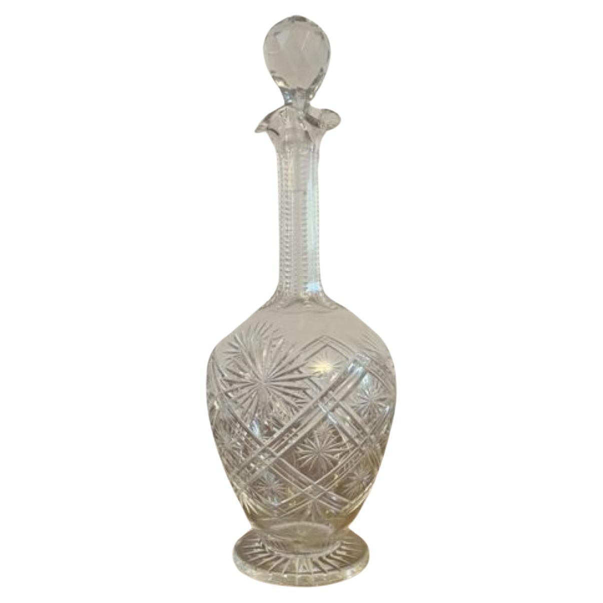 Stunning quality antique Victorian cut glass decanter  For Sale