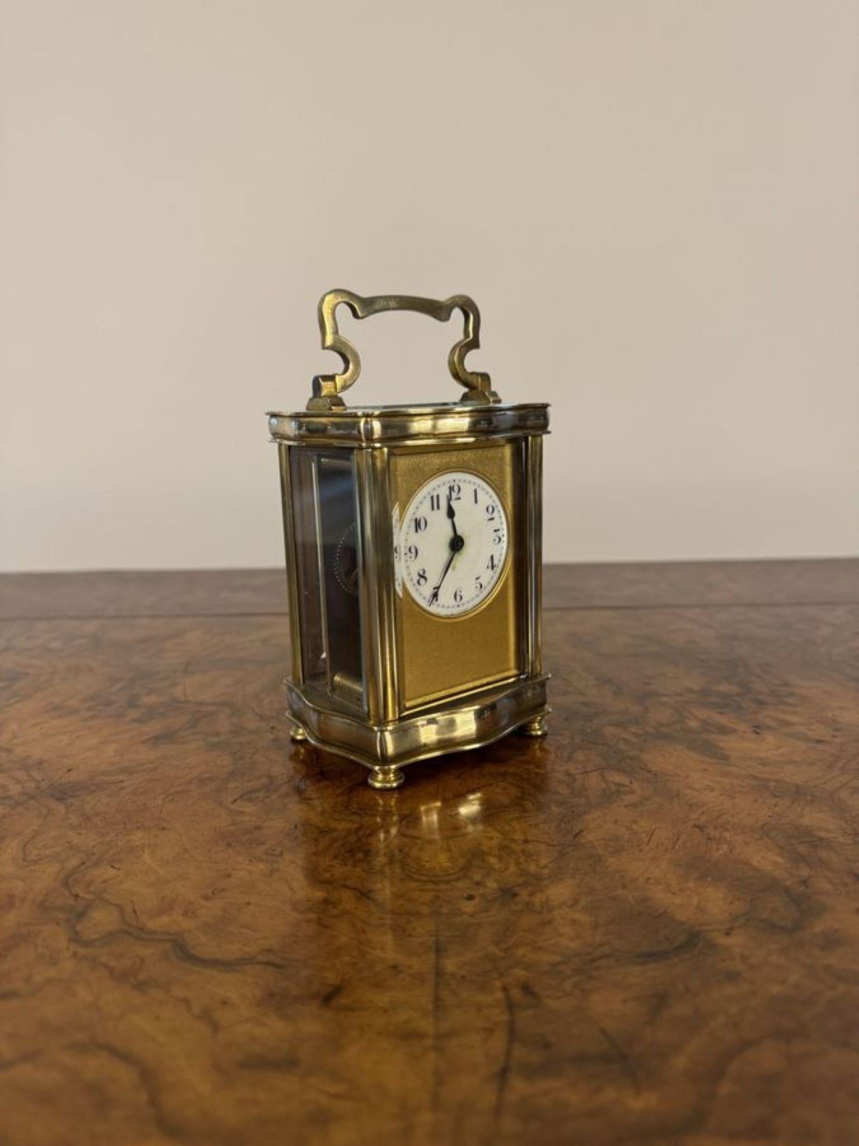 Superbe horloge victorienne française ancienne à chariot en laiton Bon état - En vente à Ipswich, GB