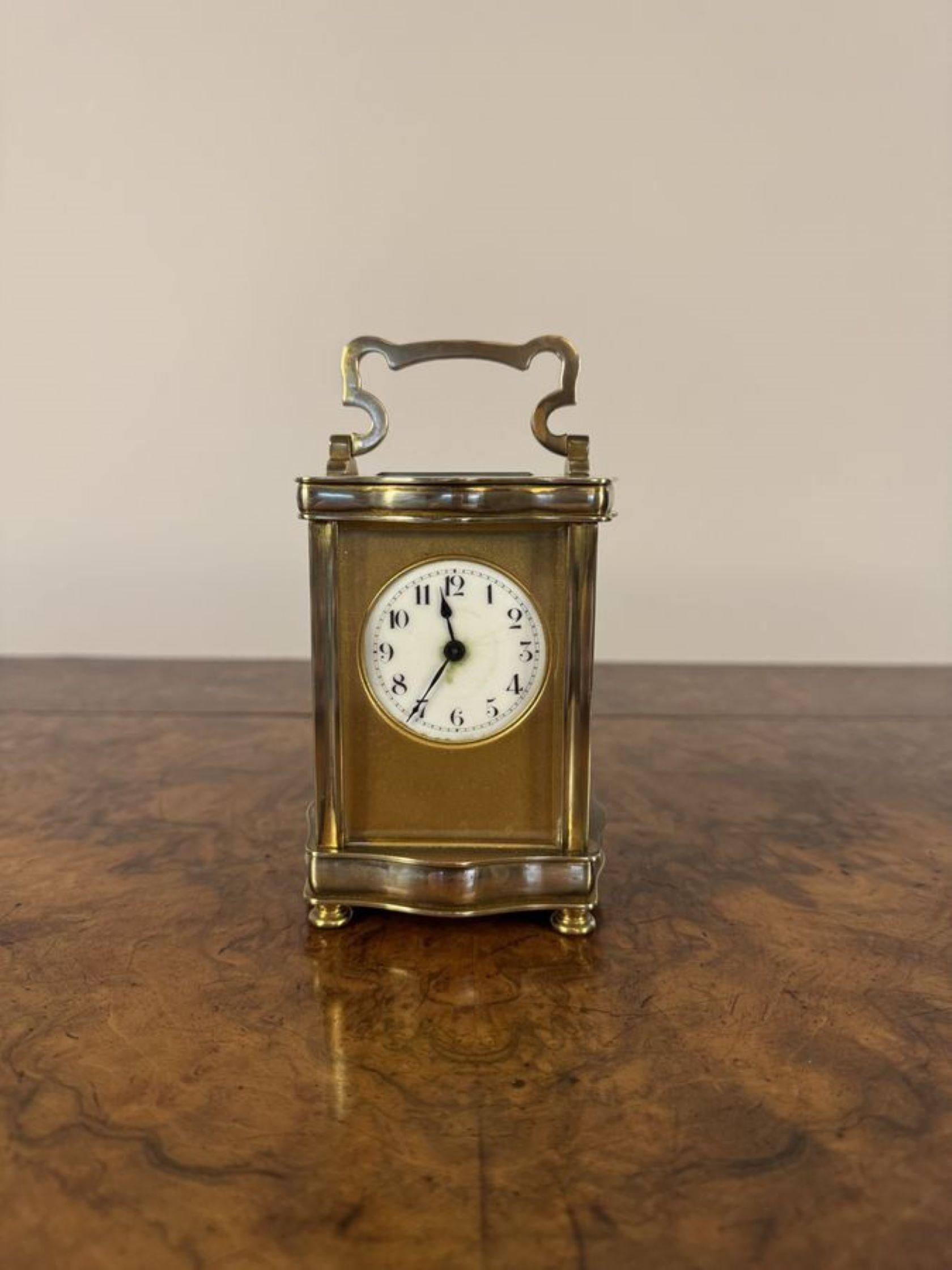 XIXe siècle Superbe horloge victorienne française ancienne à chariot en laiton en vente