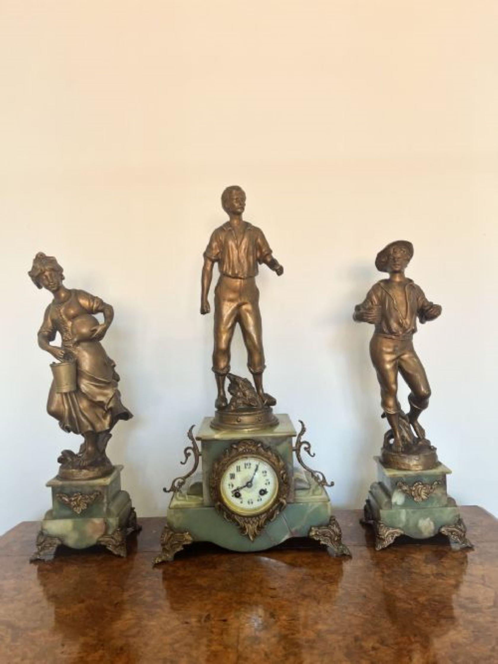 Metal Stunning quality antique Victorian French clock garniture  For Sale