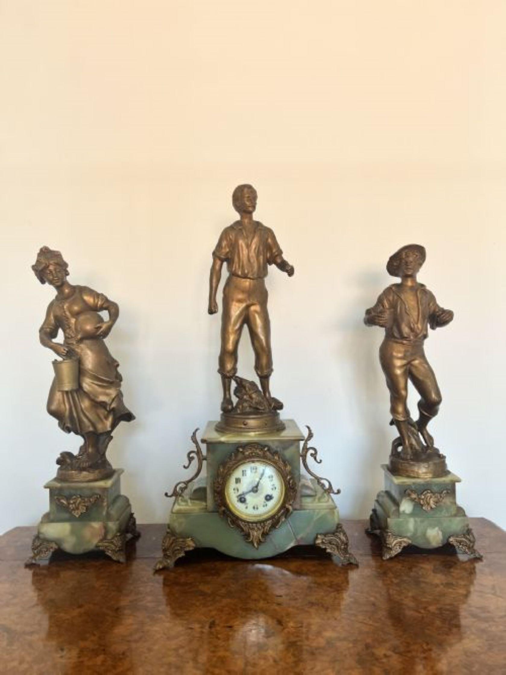 Stunning quality antique Victorian French clock garniture  For Sale 2