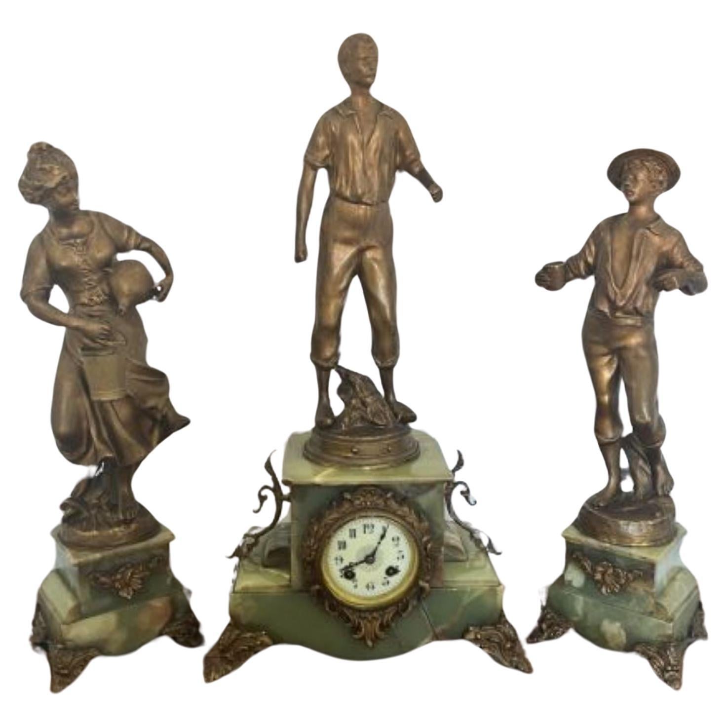 Stunning quality antique Victorian French clock garniture  For Sale