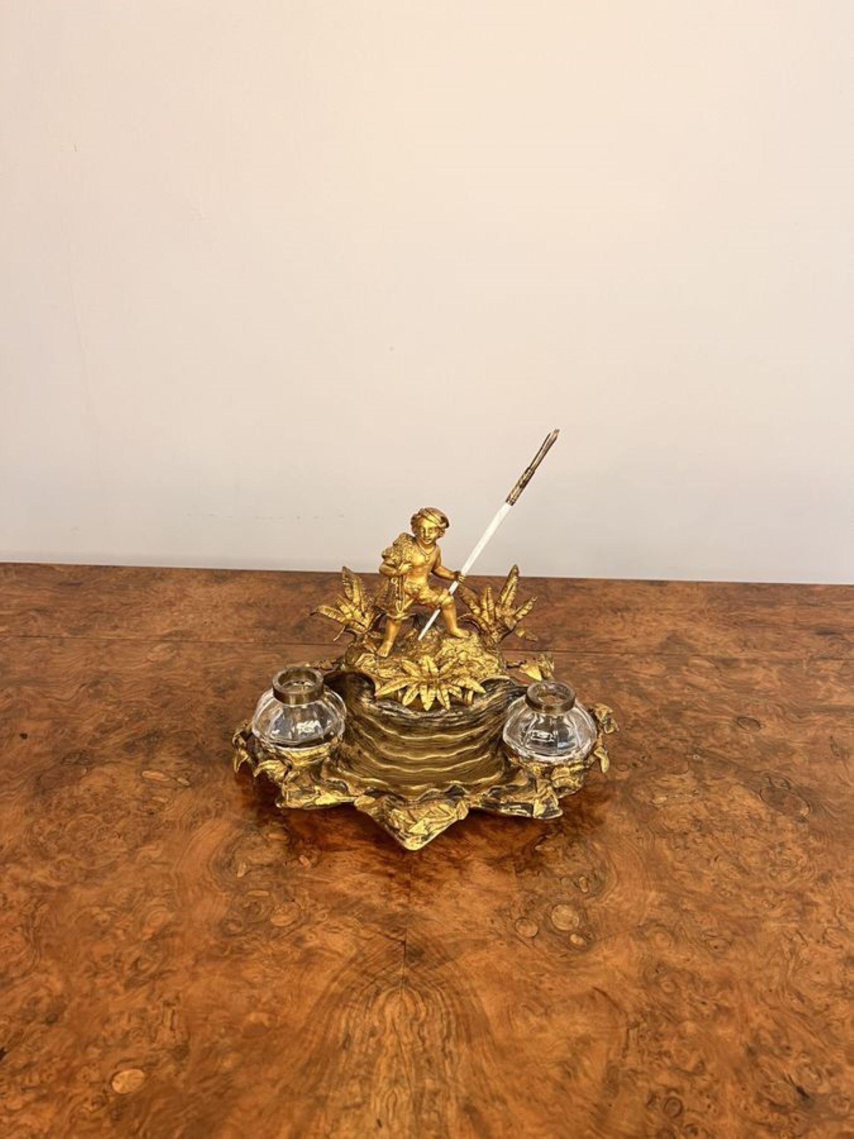 Early Victorian Stunning quality antique Victorian French Ormolu desk set For Sale