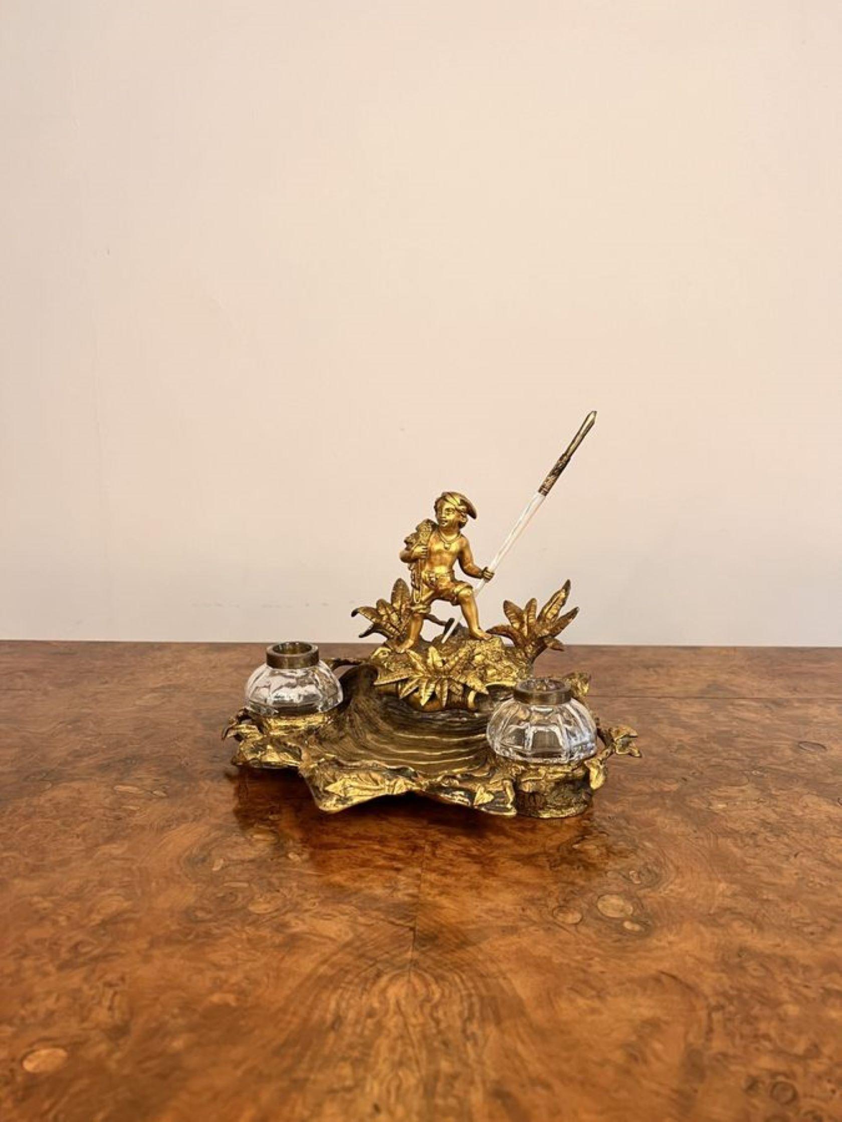 19th Century Stunning quality antique Victorian French Ormolu desk set For Sale