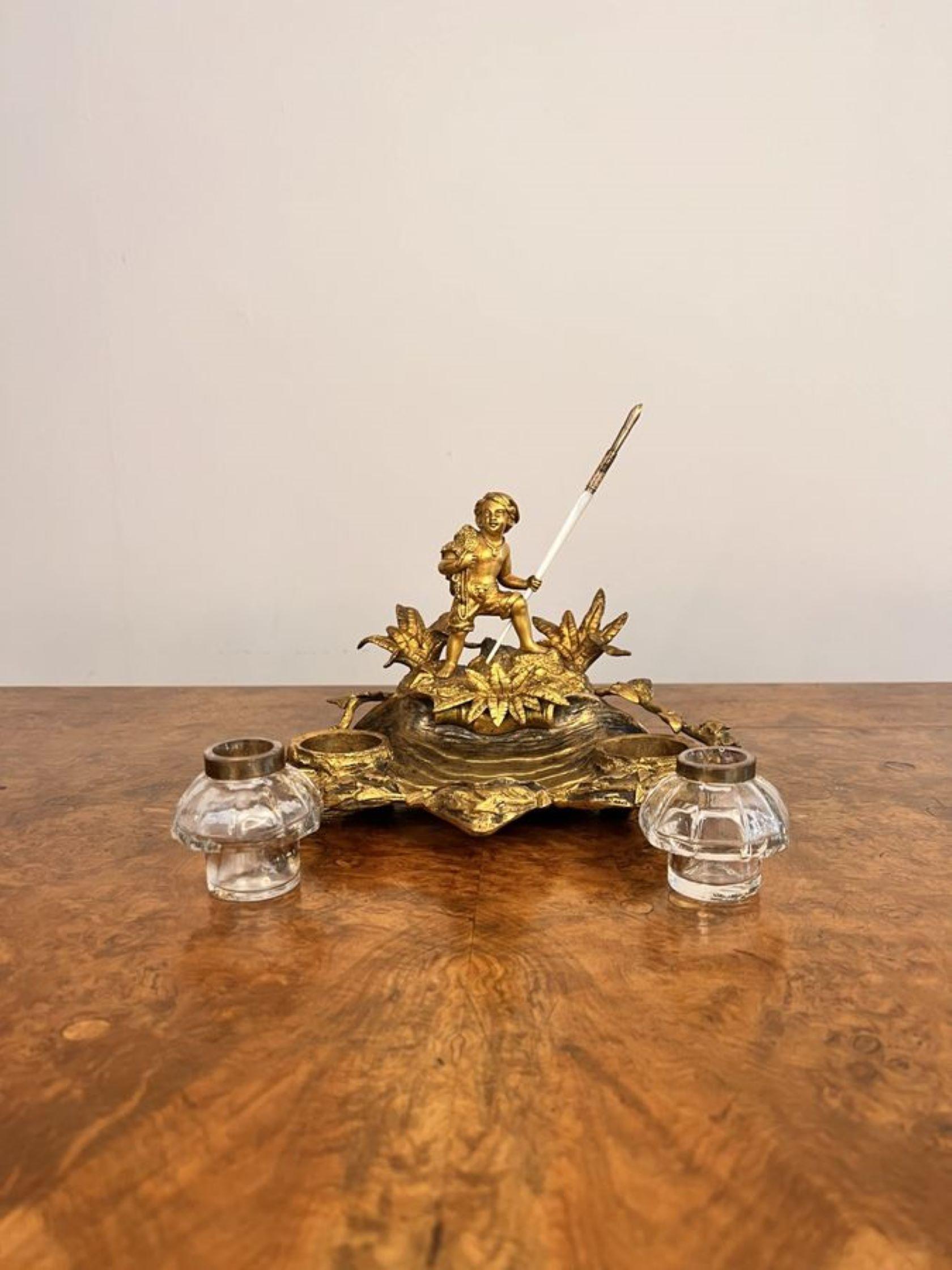 Stunning quality antique Victorian French Ormolu desk set For Sale 2