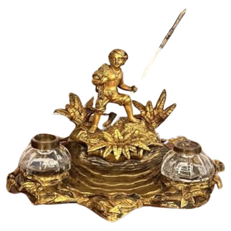 Superbe ensemble de bureau en bronze doré de l'époque victorienne. en vente