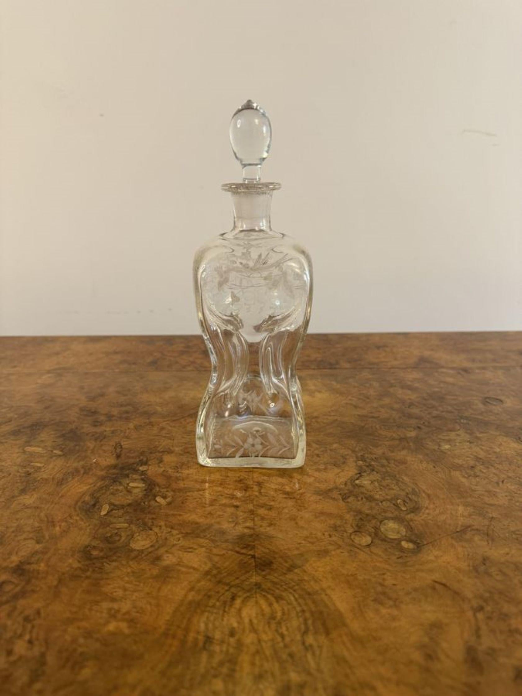 19th Century Stunning quality antique Victorian hourglass shaped decanter  For Sale