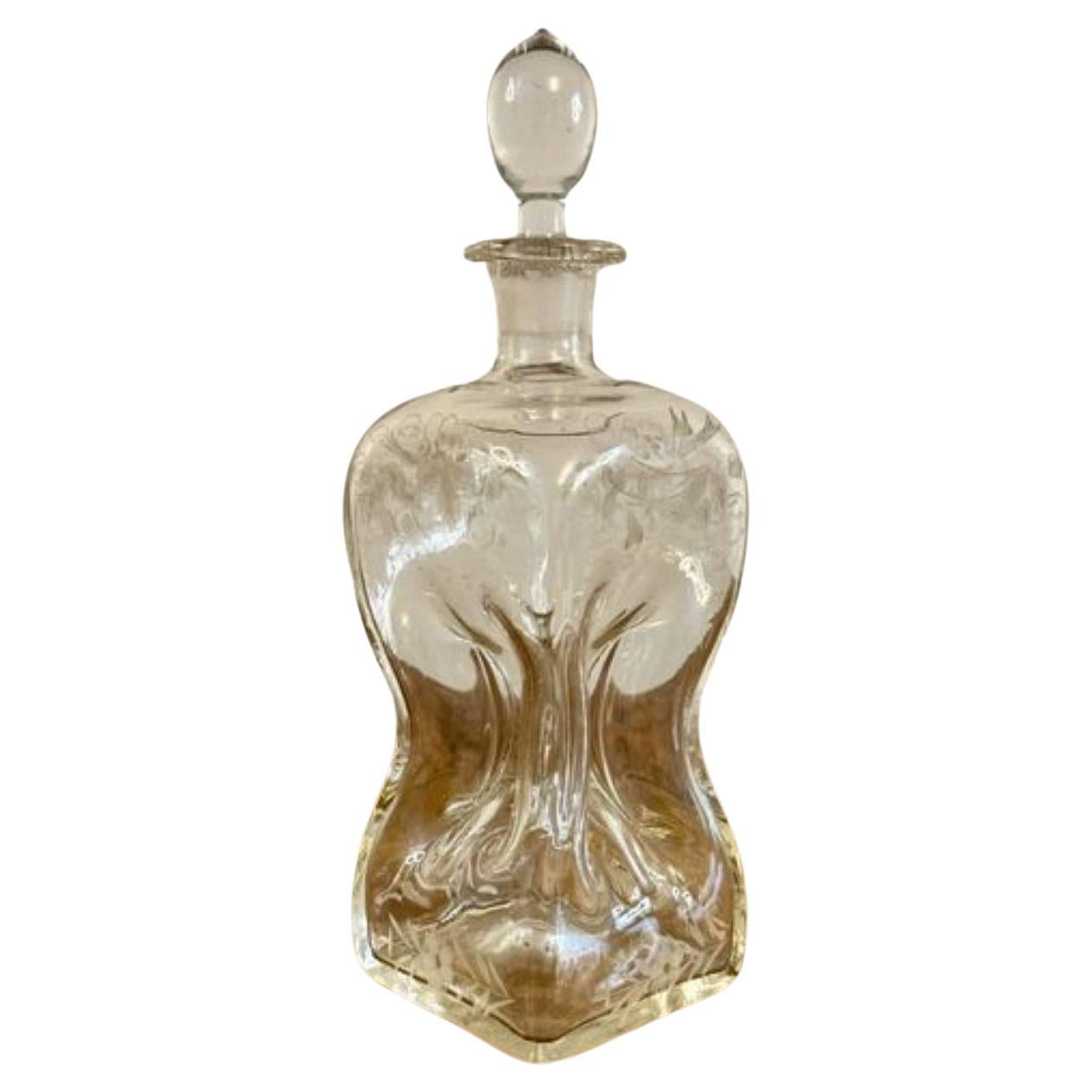 Stunning quality antique Victorian hourglass shaped decanter  For Sale
