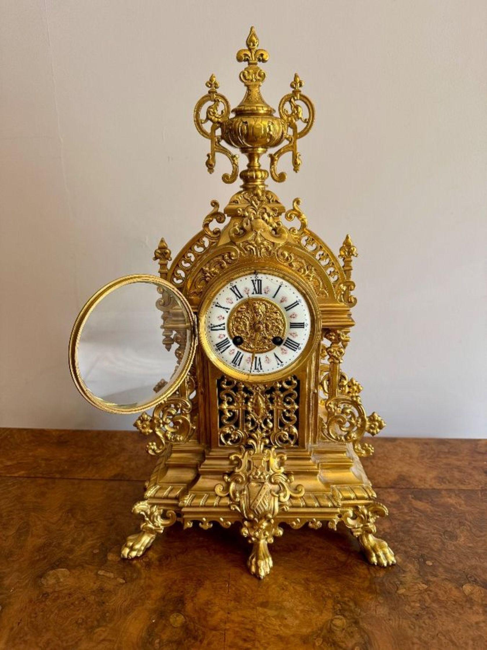 Atemberaubende Qualität antiken viktorianischen Ormolu Mantel Uhr (Glas) im Angebot