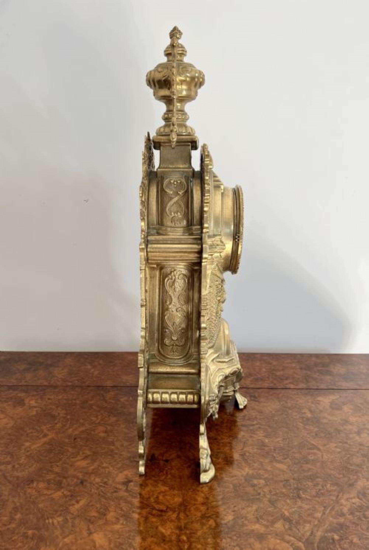 Stunning quality antique Victorian ornate brass mantle clock For Sale 1