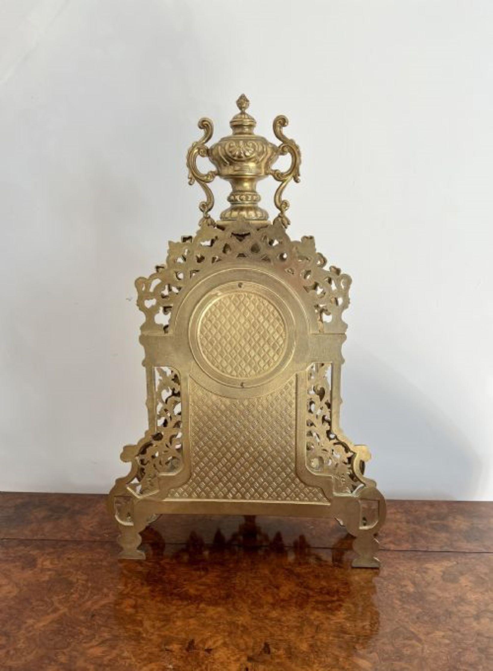Stunning quality antique Victorian ornate brass mantle clock For Sale 3