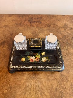 Stunning quality antique Victorian Papier-Mache Desk Set