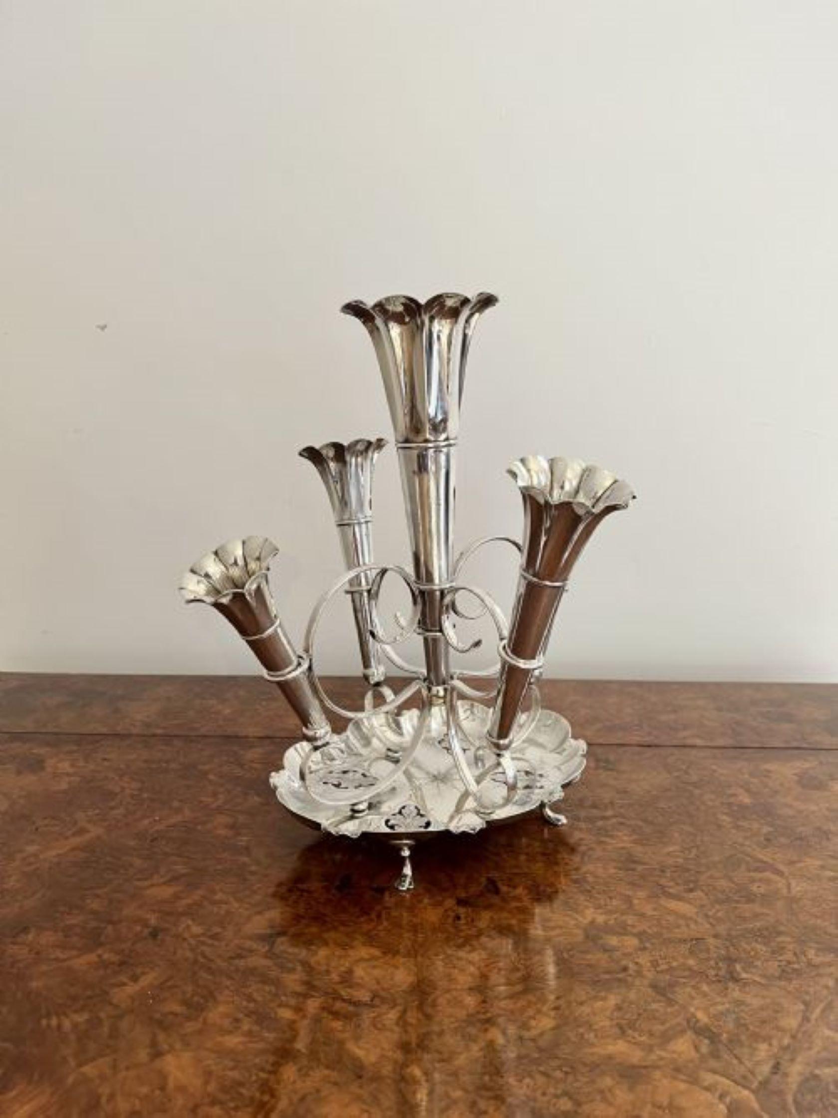 Stunning quality antique Victorian silver plated five branch epergne In Good Condition For Sale In Ipswich, GB