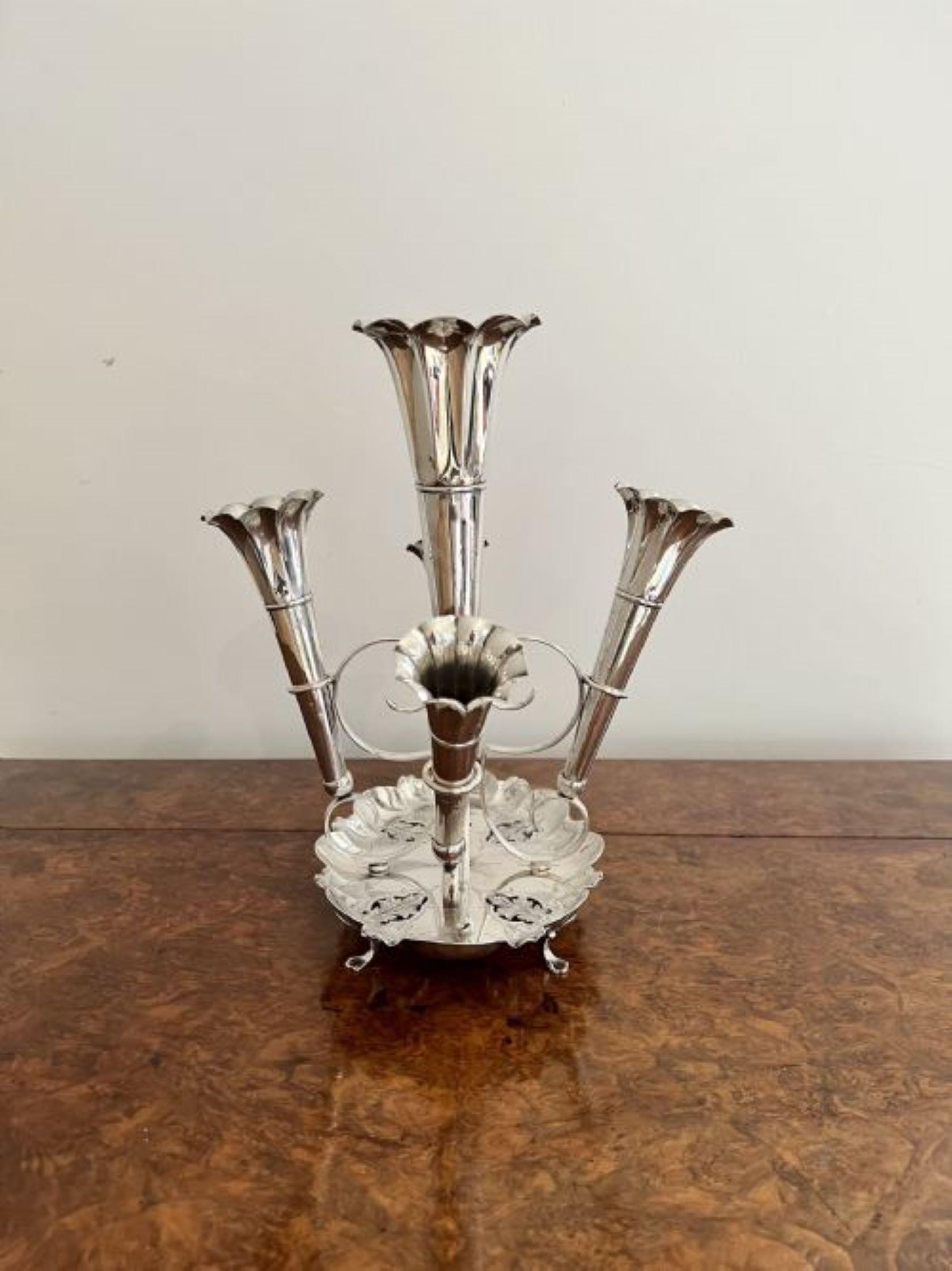 19th Century Stunning quality antique Victorian silver plated five branch epergne For Sale