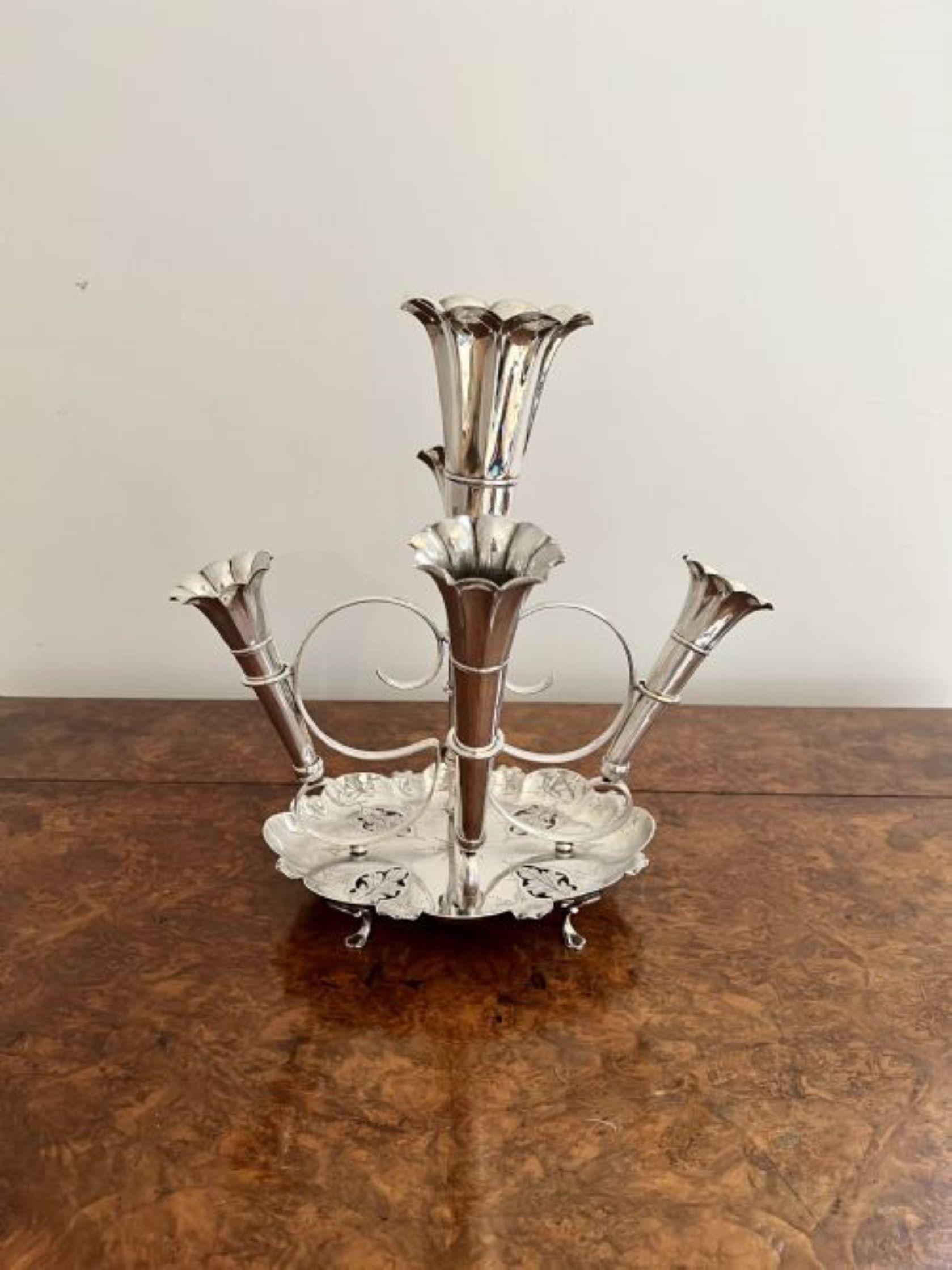 Stunning quality antique Victorian silver plated five branch epergne For Sale 1